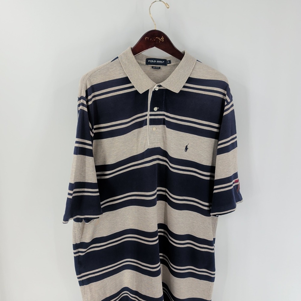Vintage Polo Golf Ralph Lauren Otter Creek Striped Polo Shirt‎ Gray Blue Size XL
